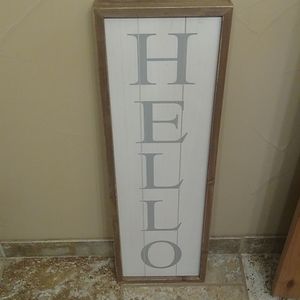 Welcome wooden entrance sign